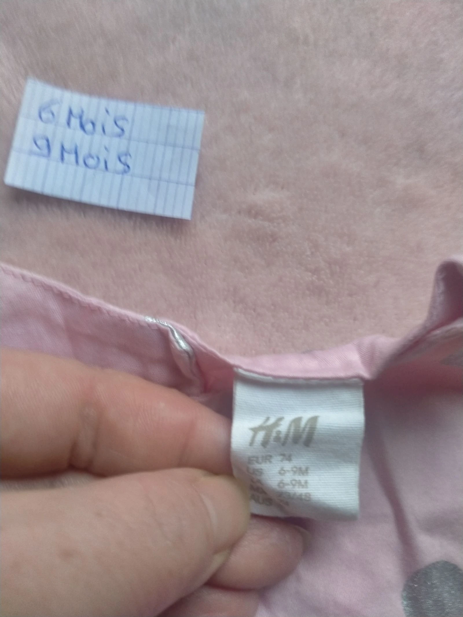 Roze babymeisjesjurk met zilveren stippen H&M 6-9 maanden tule strik – photo 4